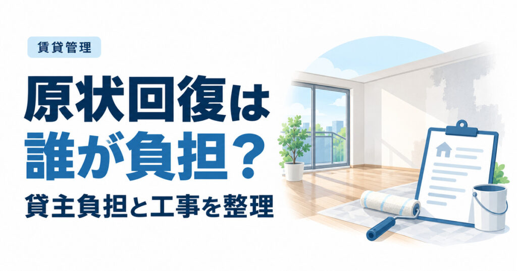 原状回復は誰が負担する？貸主負担と次に貸すための工事を分ける