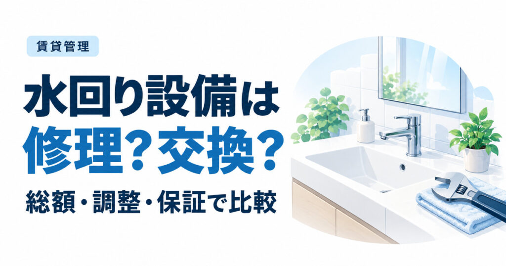 賃貸の水回り設備は修理・交換どちら？総額・入居者調整・保証で比較
