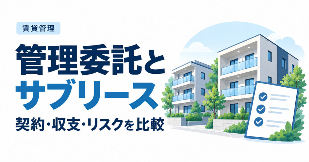 管理委託とサブリースは何が違う？契約相手・収支・リスクを比較